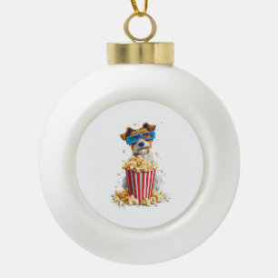 Popcorn Pup � Filmavond Hond Keramische Bal Ornament