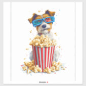 Popcorn Pup � Filmavond Hond Sticker (Vel)