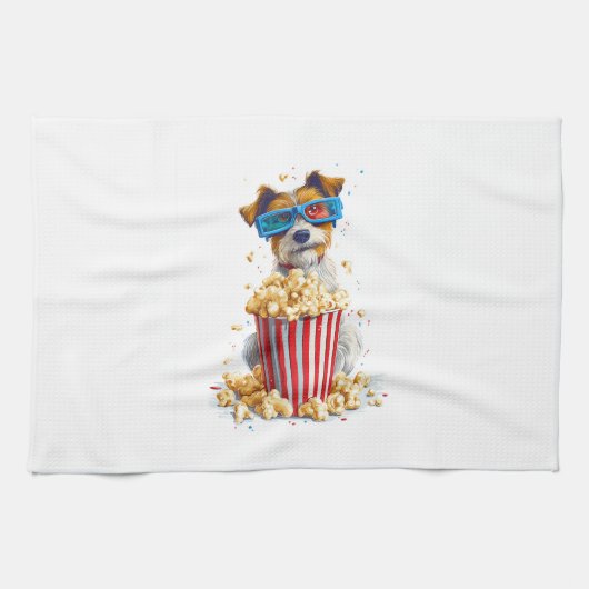 Popcorn Pup � Filmavond Hond Theedoek (Horizontaal)