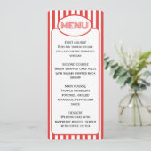 Popcorn Red en White Striped Movie Theme Party Menu (Staand voorkant)