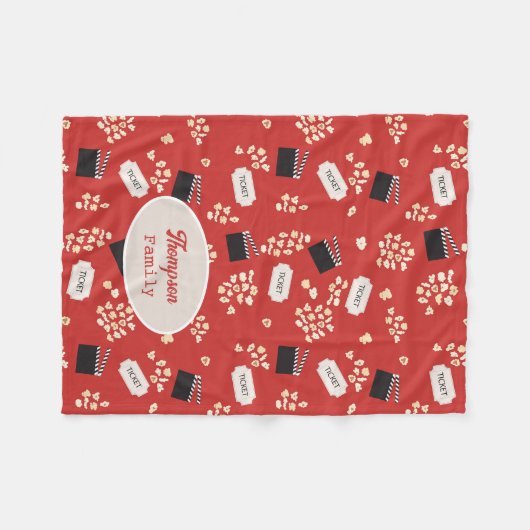 Popcorn Retro Film Bioscoop Monogram Fleece Deken (Voorkant (Horizontaal))
