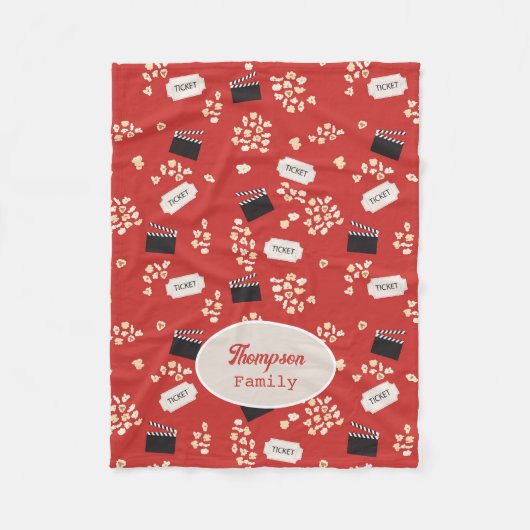 Popcorn Retro Film Bioscoop Monogram Fleece Deken (Voorkant)