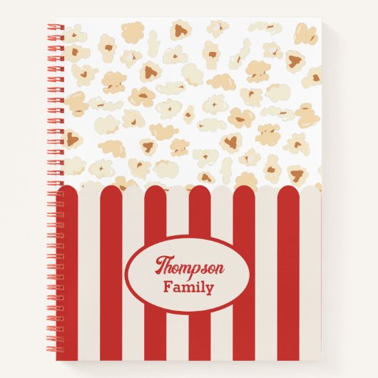 Popcorn Retro Film Bioscoop Monogram Notitieboek (Voorkant)