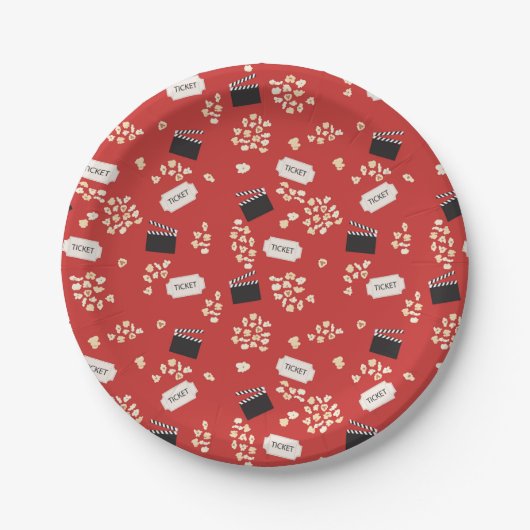 Popcorn Retro Film Cinema Papieren Bordje (Voorkant)