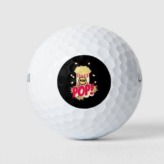Popcorn  Retro Funny Golfballen (Voorkant)