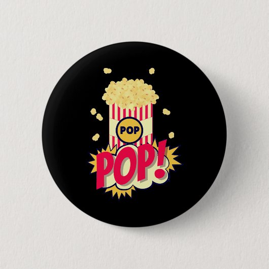 Popcorn  Retro Funny Ronde Button 5,7 Cm (Voorkant)