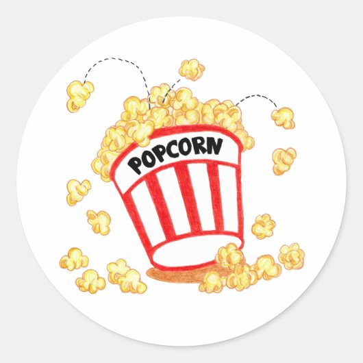 Popcorn Ronde Sticker (Voorkant)