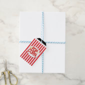 Popcorn Rood & Wit Streep Filmfeest Cadeaulabel (Met Touw)