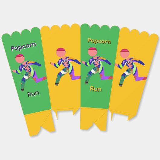 Popcorn Run geel + groen Bedankdoosjes (Ongevouwen)