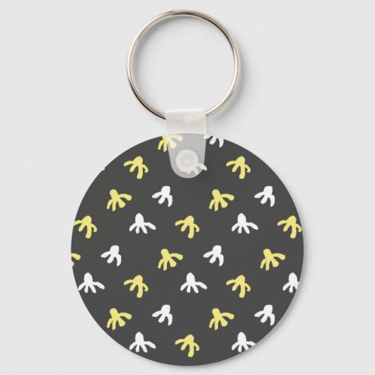 Popcorn Sleutelhanger (donkergrijs & botergeel) (Voorkant)