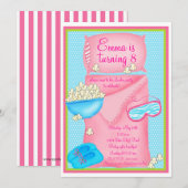 Popcorn Slumber Party-uitnodigingen Kaart (Voorkant / Achterkant)