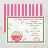 Popcorn Slumber Party-uitnodigingen Kaart (Voorkant / Achterkant)