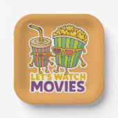 Popcorn & Soda Duo – Movie Night Vibes Papieren Bordje (Voorkant)