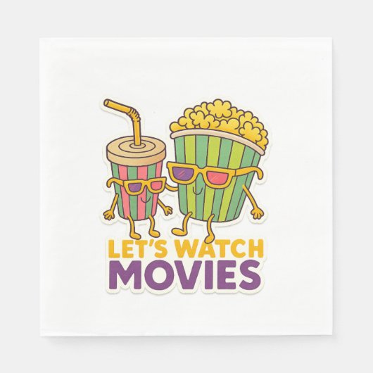 Popcorn & Soda Duo – Movie Night Vibes Servet (Voorkant)