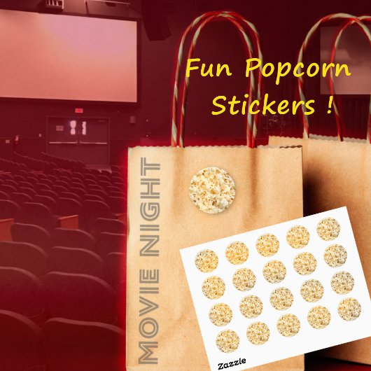 Popcorn stickers, laken ronde sticker