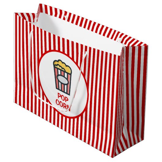 Popcorn striped groot cadeauzakje (Voorkant Gekanteld)