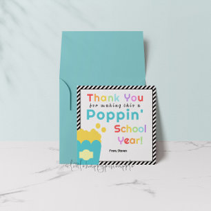 Popcorn Thema Leraar Einde van het Jaar Dank u Kaa Kaart