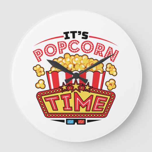 Popcorn Time Movie Cinema Lover Grote Klok (Voorkant)