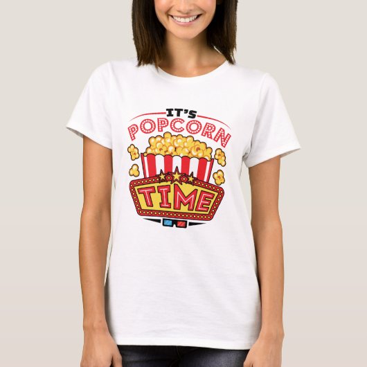Popcorn Time Movie Cinema Lover T-shirt (Voorkant)