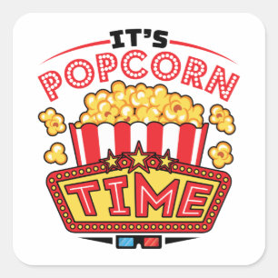 Popcorn Time Movie Cinema Lover Vierkante Sticker