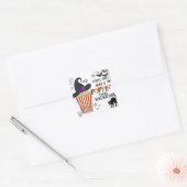 Popcorn trick or treat vierkante sticker (Envelop)