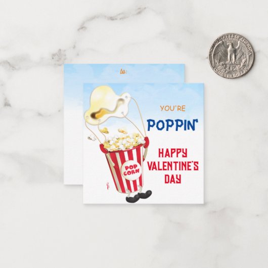 Popcorn Valentijn Notitiekaartje (Voorkant / Achterkant in situ)