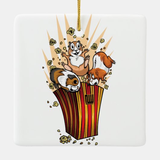 Popcorn van cavia's keramisch ornament (Achterkant)