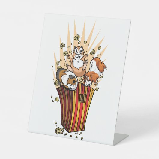 Popcorn van cavia's reclamebord met voetstuk (Voorkant)