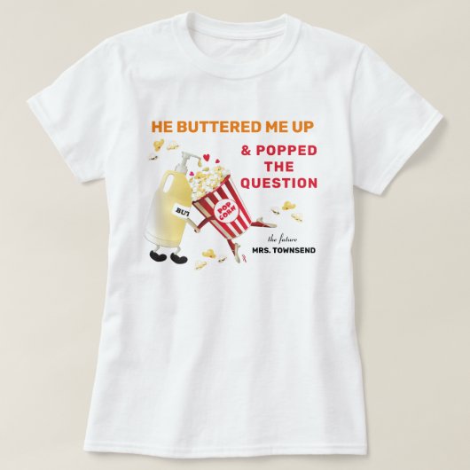 Popcorn Verloving T-shirt (Design voorkant)