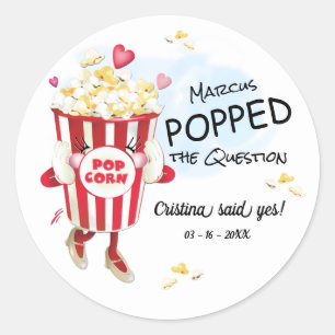 Popcorn Verloving Vraag Ronde Sticker
