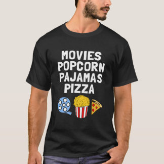 Popcorn Verslaafde Films Popcorn Pyjama's Pizza T-shirt