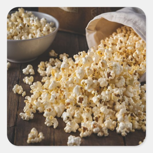 Popcorn Vierkante Sticker (Voorkant)