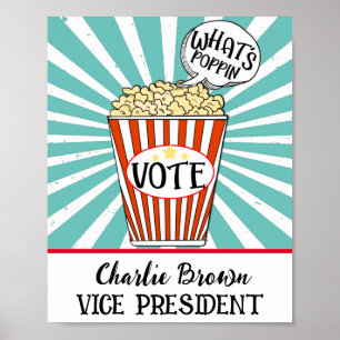 Popcorn Vote" Fun School Verkiezing Poster