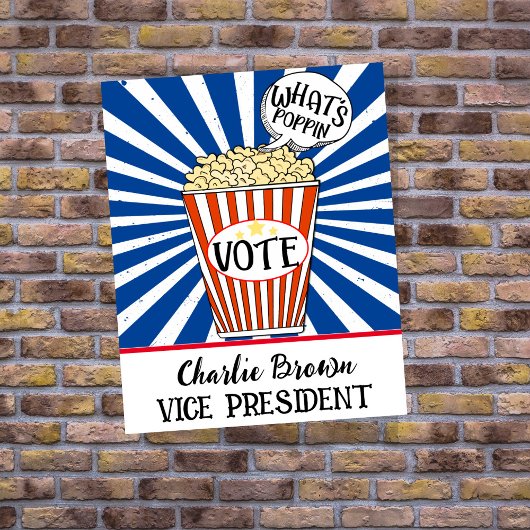 Popcorn Vote" Fun School Verkiezing Poster