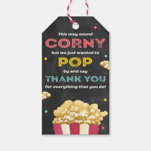 Popcorn-waardering Dank je cadeautjes Labels Cadeaulabel (Voorkant)