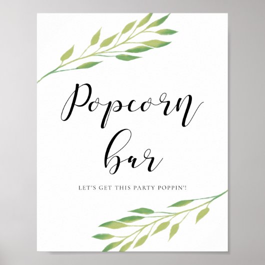 Popcorn Waterverf groene bladeren bruiloft bord Poster (Voorkant)
