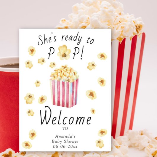 Popcorn Welkom baby shower feest schuim bord Poster