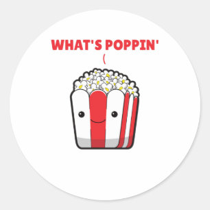 Popcorn Whats Poppin Funny Gezegde Ronde Sticker