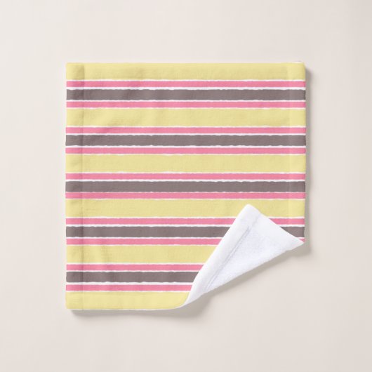 Popcorn Yellow Bubblegum roze koffie bruine strepe Bad Handdoek (Wasdoekje)