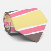 Popcorn Yellow Bubblegum roze koffie bruine strepe Stropdas (Opgerold)