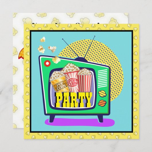 Popcornfeest / Filmavond / Slaapfeest, enz.  Kaart (Voorkant / Achterkant)