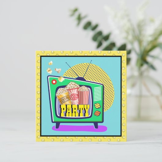 Popcornfeestje / Filmavond / Slaapfeestje, enz.  Kaart (Staand voorkant)