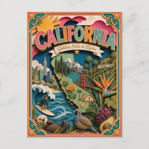PopCut California Kleurrijke 3D-papierkunst Briefkaart