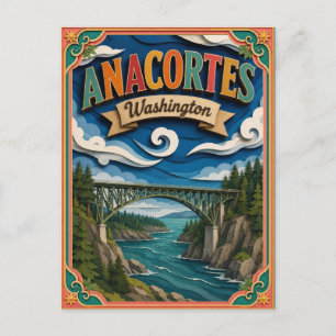 PopCut Staten Anacortes Washington Papieren Kunst Briefkaart