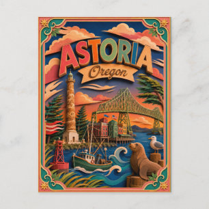 PopCut Staten Astoria Oregon Papieren Kunst Briefkaart