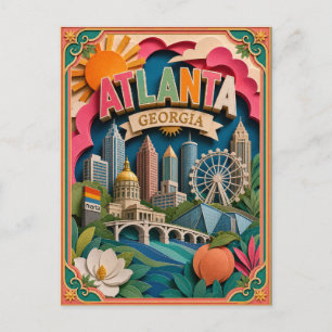 PopCut Staten Atlanta Georgia Papier Kunst Briefkaart