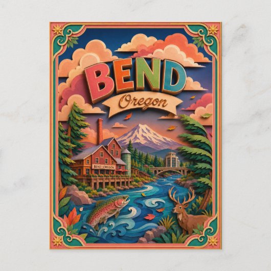 PopCut Staten Bend Oregon Papieren Kunst Briefkaart (Voorkant)