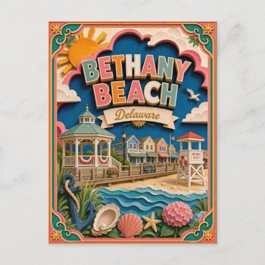 PopCut Staten Bethany Beach Delaware Papier Kunst Briefkaart (Voorkant)