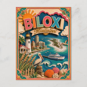 PopCut Staten Biloxi Mississippi Papieren Kunst Briefkaart