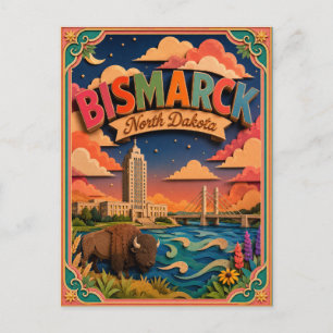 PopCut Staten Bismarck North Dakota Papieren Kunst Briefkaart